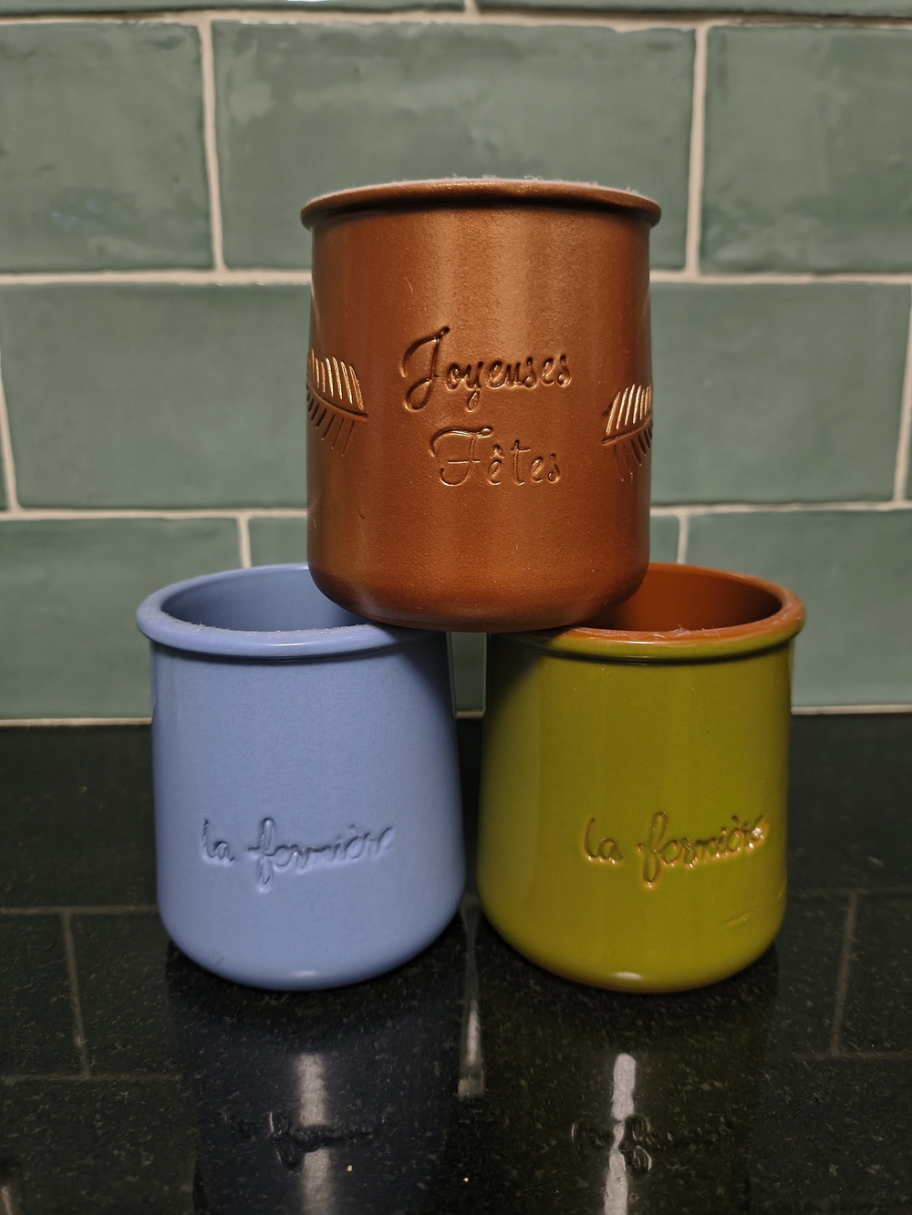 Set of 3 Assorted La Fermiere Terracotta Yogurt Pots